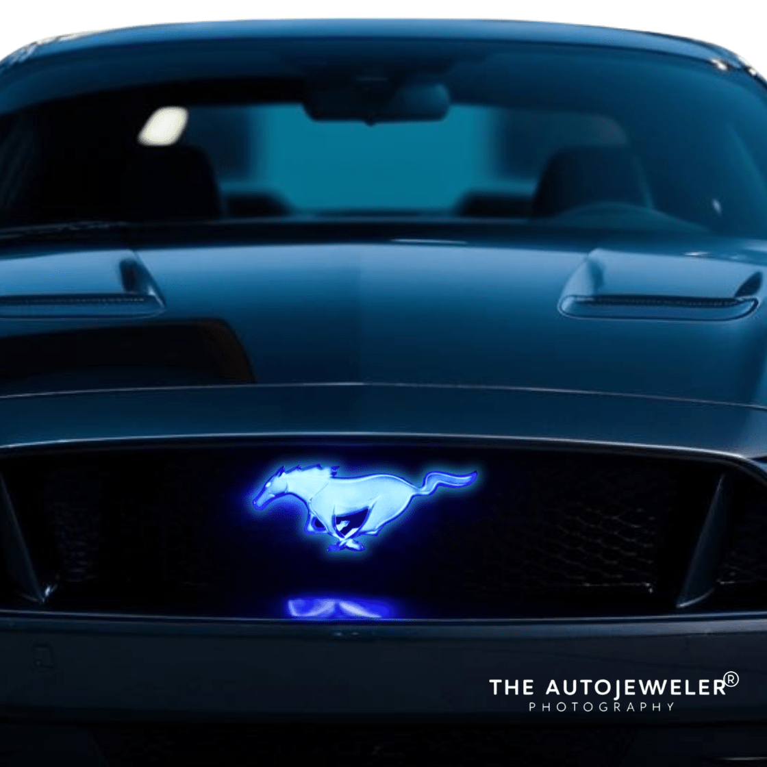 2015 - 2024 Ford Mustang Pony BLUE LED Lighted Grille Emblem – BlackLED Illuminated Emblems