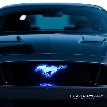 2015 - 2024 Ford Mustang Pony BLUE LED Lighted Grille Emblem – BlackLED Illuminated Emblems