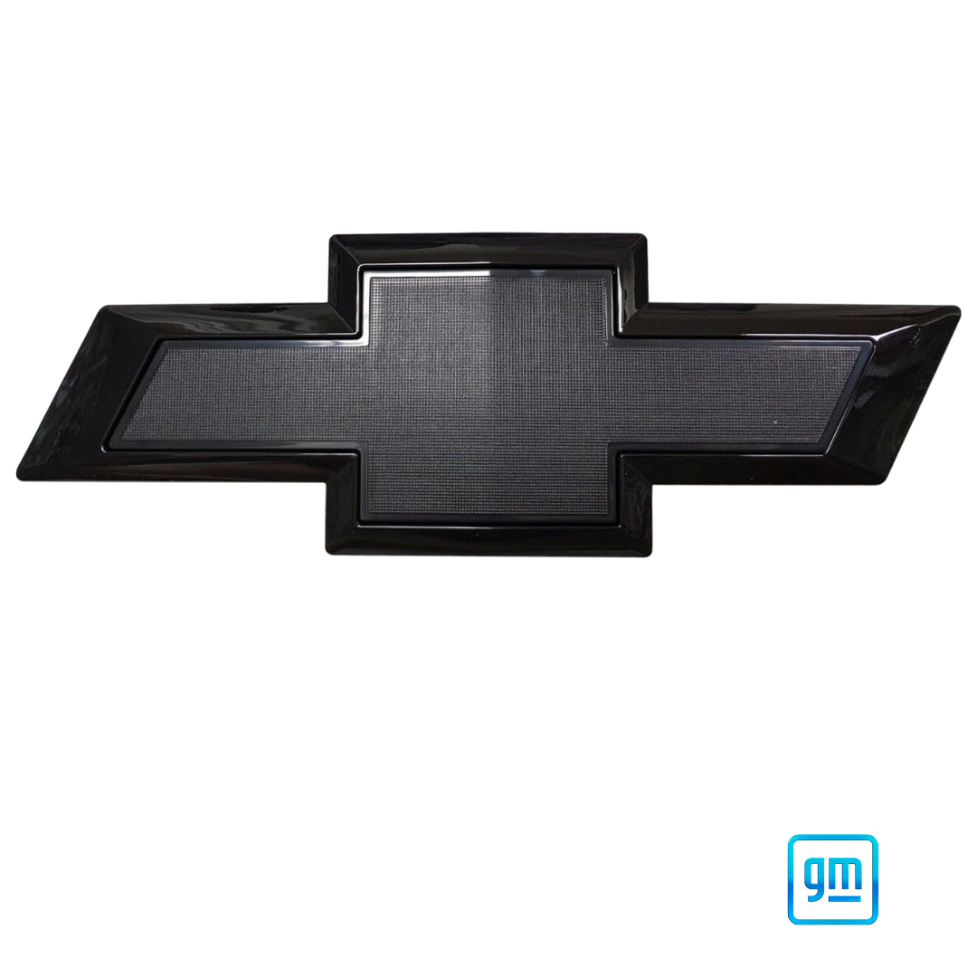 Black Chevrolet logo with General Motors logo on a white background