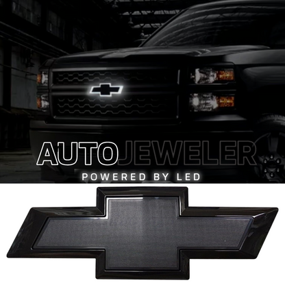 Chevy logo with 'Auto Jeweler' text and 'Powered by LED' on a black background