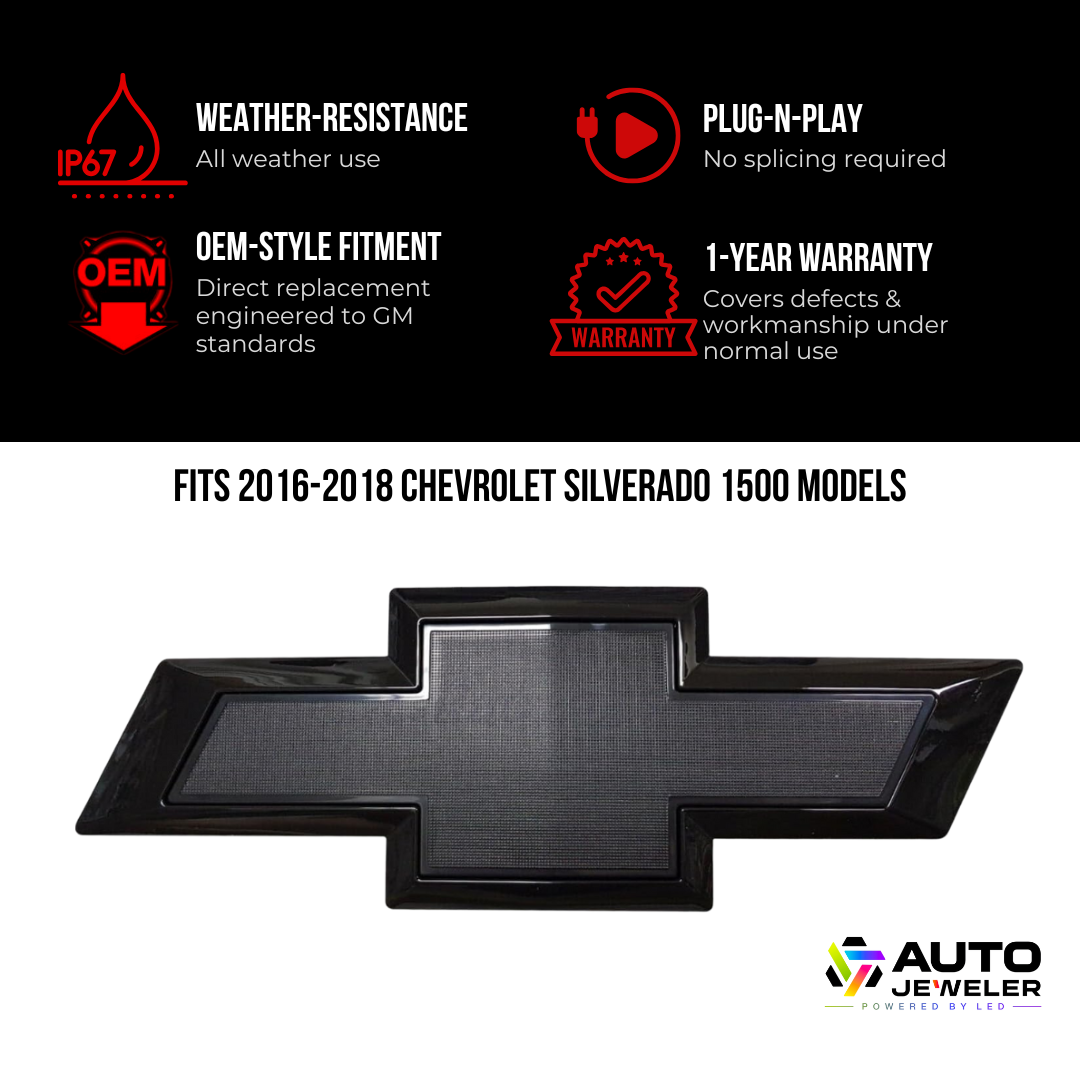 2016–2018 Chevrolet Silverado 1500 LED Grille Emblem – Black