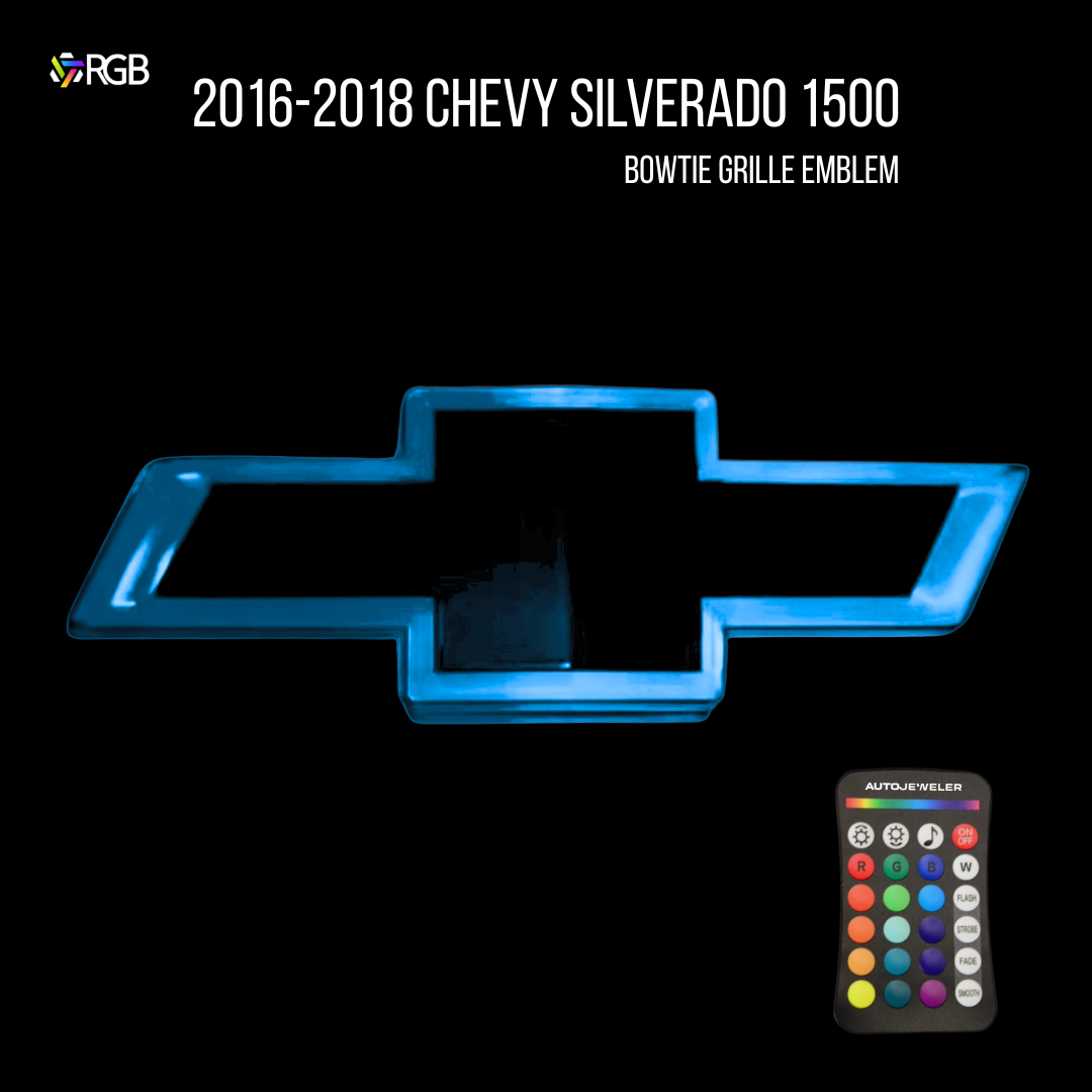 2016–2018 Chevy Silverado 1500 RGB LED Grille Bowtie Emblem – Black