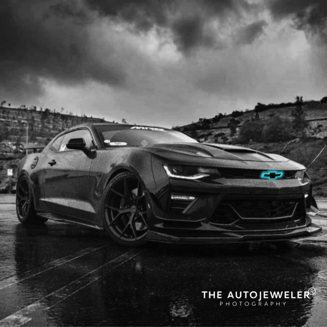 2016 - 2024 Chevrolet Camaro RGB LED Grille Emblem – Black | Bluetooth & Remote ControlledLED Illuminated Emblems