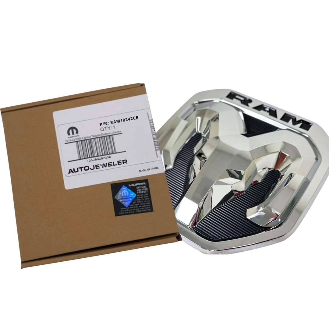 2019–2024 RAM Lighted Chrome/Black LED Tailgate Emblem — Officially Licensed by Mopar