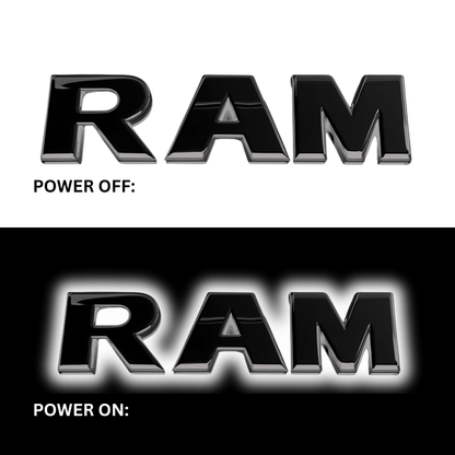 2019–2023 RAM 1500 Black Lighted Grille Emblem – White LED (Mopar Licensed)LED Illuminated Emblems