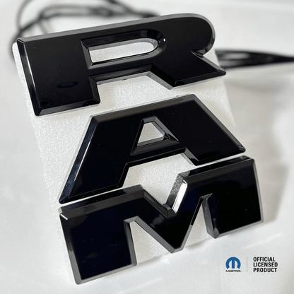 2019–2023 RAM 1500 Black Lighted Grille Emblem – White LED (Mopar Licensed)LED Illuminated Emblems