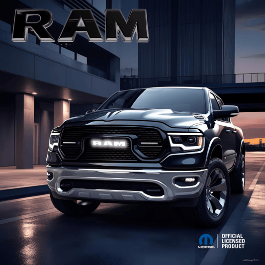 2019–2023 RAM 1500 Black Lighted Grille Emblem – White LED (Mopar Licensed)LED Illuminated Emblems