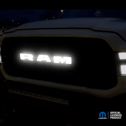 2019–2023 RAM 1500 Black Lighted Grille Emblem – White LED (Mopar Licensed)LED Illuminated Emblems