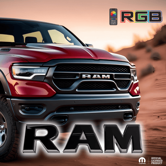 2019–2023 RAM 1500 Black Lighted Grille Emblem with RGB LED LightingLED Illuminated Emblems