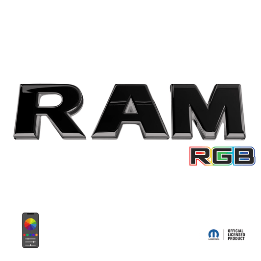 2019–2023 RAM 1500 Black Lighted Grille Emblem with RGB LED LightingLED Illuminated Emblems