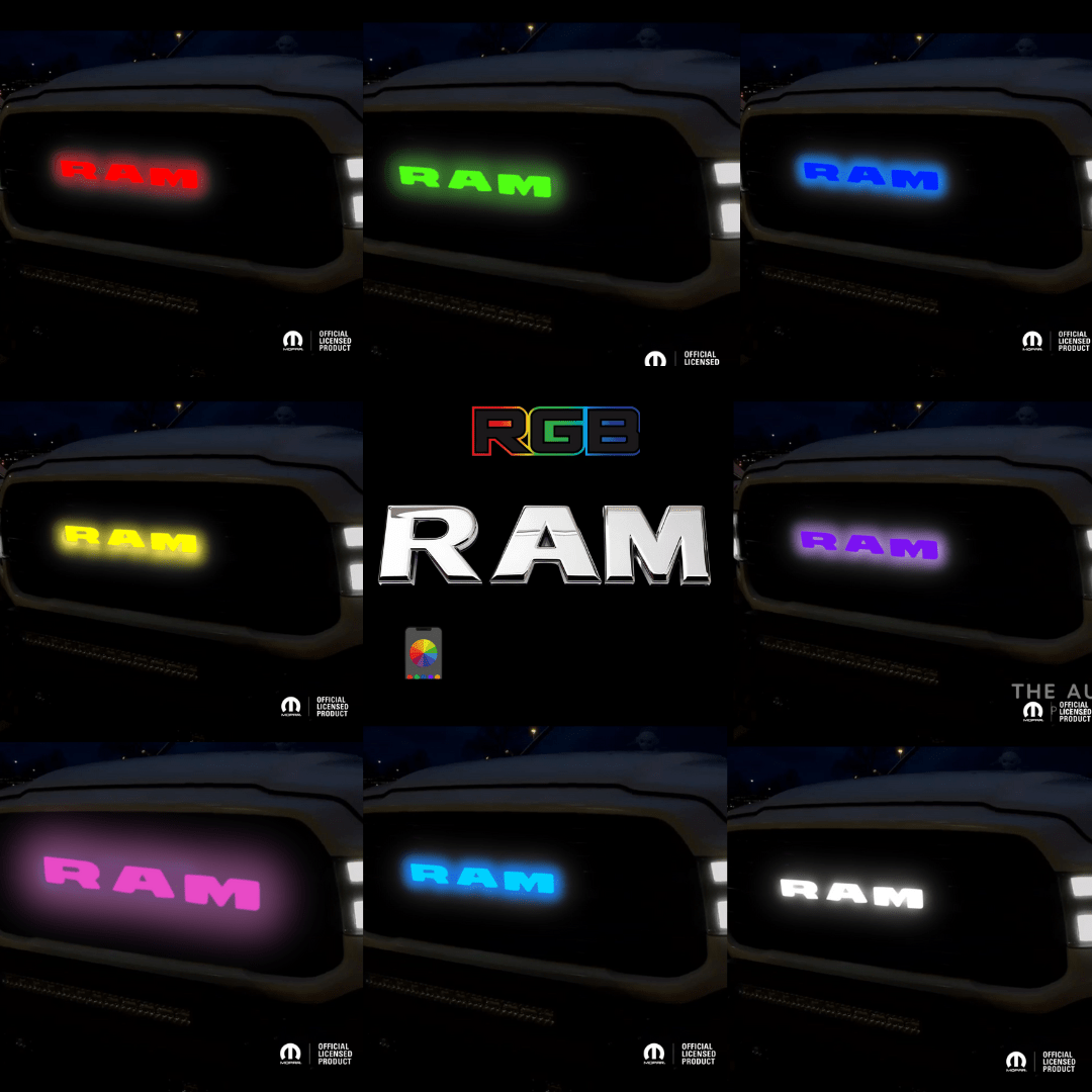 2019–2023 RAM 1500 Chrome Lighted Grille Emblem with RGB LED LightingLED Illuminated Emblems