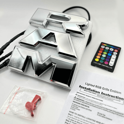 2019–2023 RAM 1500 Chrome Lighted Grille Emblem with RGB LED LightingLED Illuminated Emblems