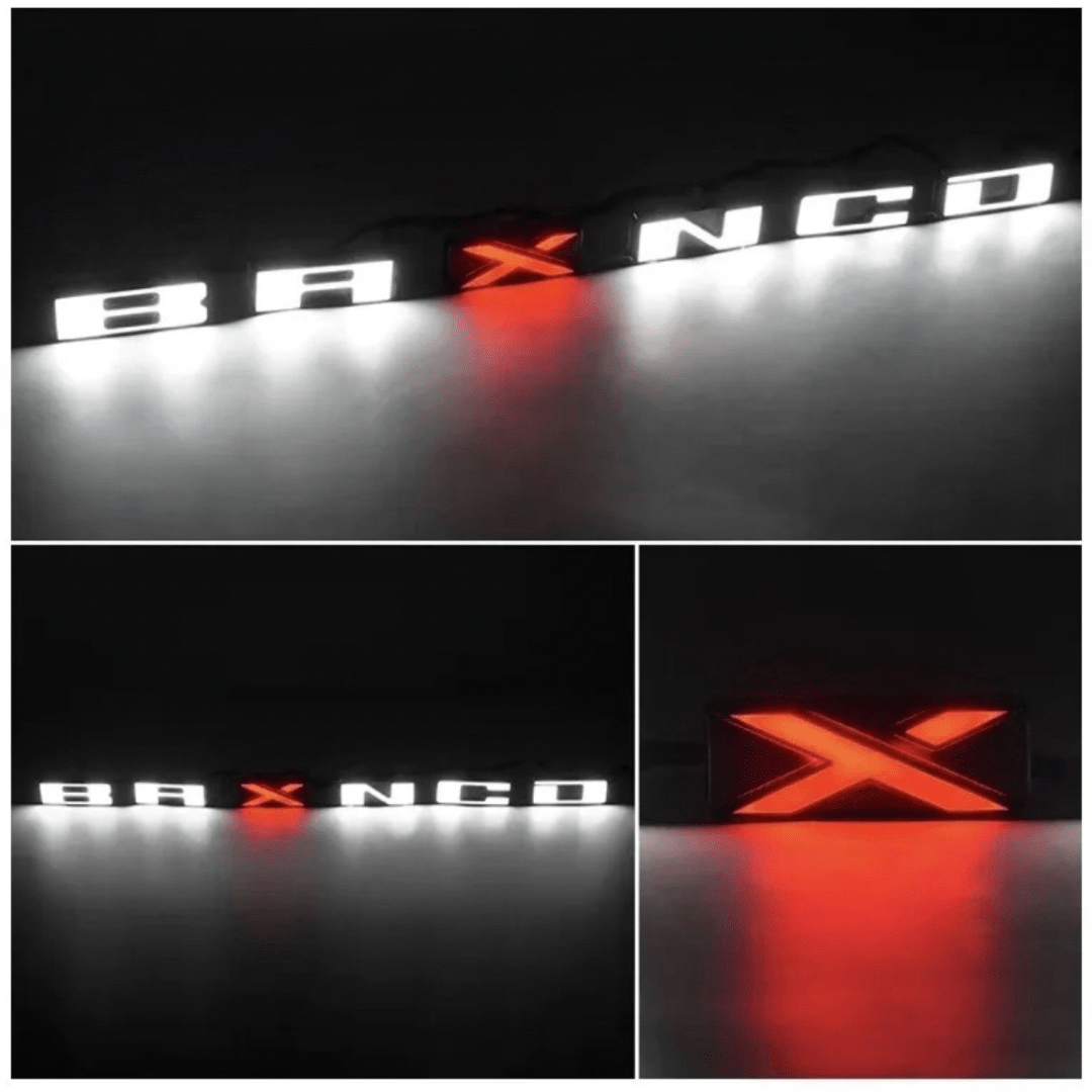 2021–2023 Ford Bronco Front Grille LED Illuminated Emblem Letters – White LEDsLED Illuminated Emblems