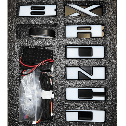 2021–2023 Ford Bronco Front Grille LED Illuminated Emblem Letters – White LEDsLED Illuminated Emblems