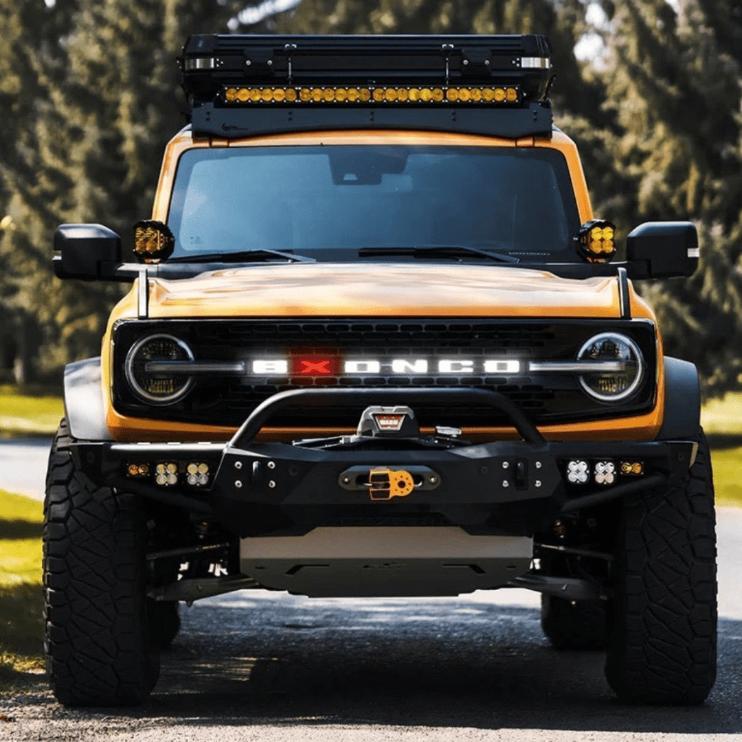 2021–2023 Ford Bronco Front Grille LED Illuminated Emblem Letters – White LEDsLED Illuminated Emblems