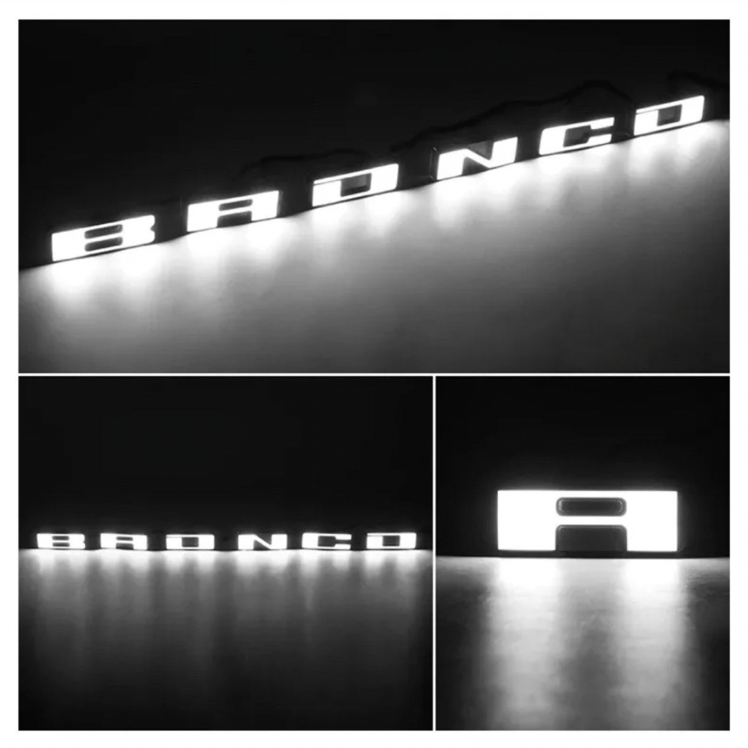2021–2023 Ford Bronco Front Grille LED Illuminated Emblem Letters – White LEDsLED Illuminated Emblems