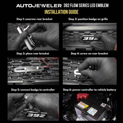 392 Flow Series LED emblem installation guide AutoJeweler step by step mounting wiring