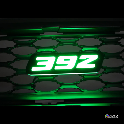 392 LED grille emblem green illumination close-up AutoJeweler RGB flow series