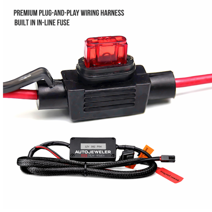 392 LED emblem premium wiring harness inline fuse plug and play AutoJeweler