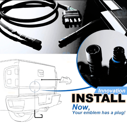 2014–2019 Chevy Silverado RGB Grille Bowtie + LED Tailgate Bowtie Emblem Bundle (Black)