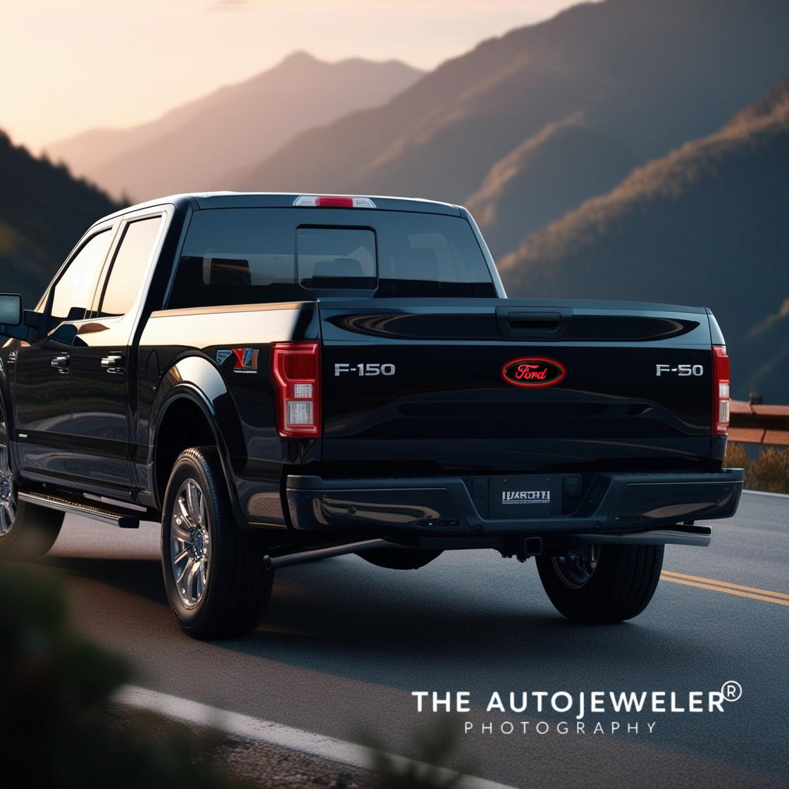 AutoJeweler Ford 7" LED Tailgate Emblem – Black/Chrome, Dual-Intensity Red