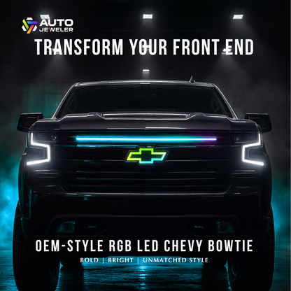 2014–2019 Chevy Silverado RGB Grille Bowtie + LED Tailgate Bowtie Emblem Bundle (Black)