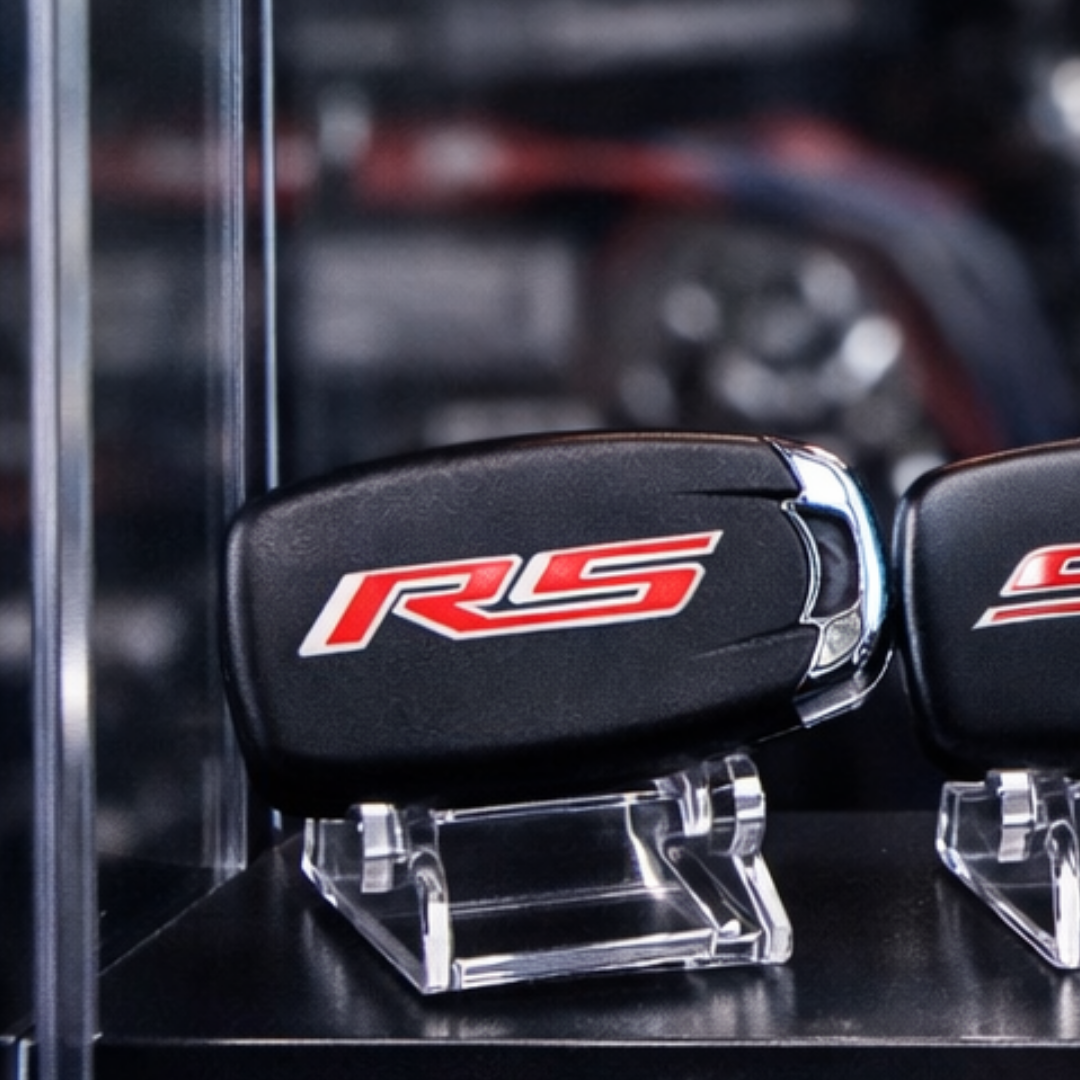 Camaro RS smart key shell close up matte black chrome trim replacement key cover
