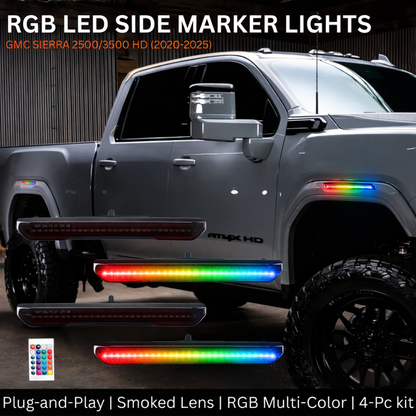 AutoJeweler RGB LED fender side marker lights for GMC Sierra 2500HD and 3500HD with plug and play installation