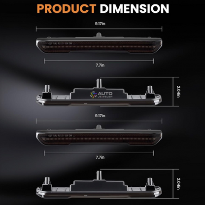 Dimensions diagram of RGB LED side marker lights for GMC Sierra 2500HD 3500HD showing width and mounting size