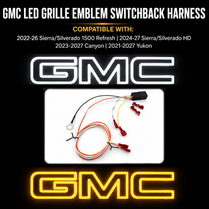 2019–2027 GMC White & Amber Illuminated Grille Emblem – Sierra, Sierra HD, Canyon, Yukon
