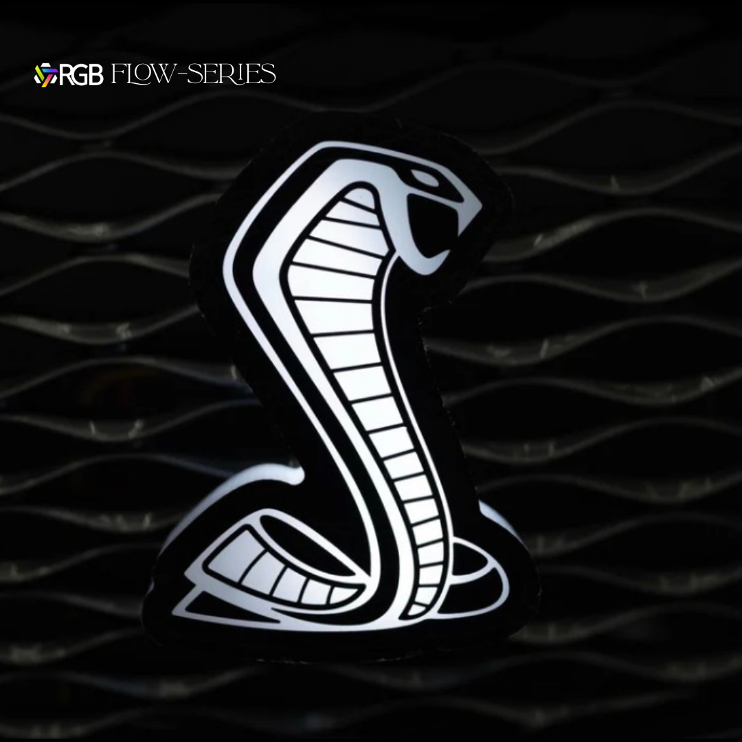 Cobra logo on a textured black background with RGB Flow-Series branding.