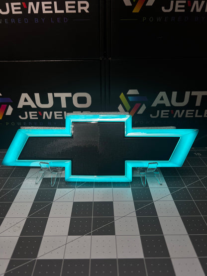 2014-2019 Chevy Silverado RGB LED illuminated Grille Emblem – Chrome/Black Bowtie