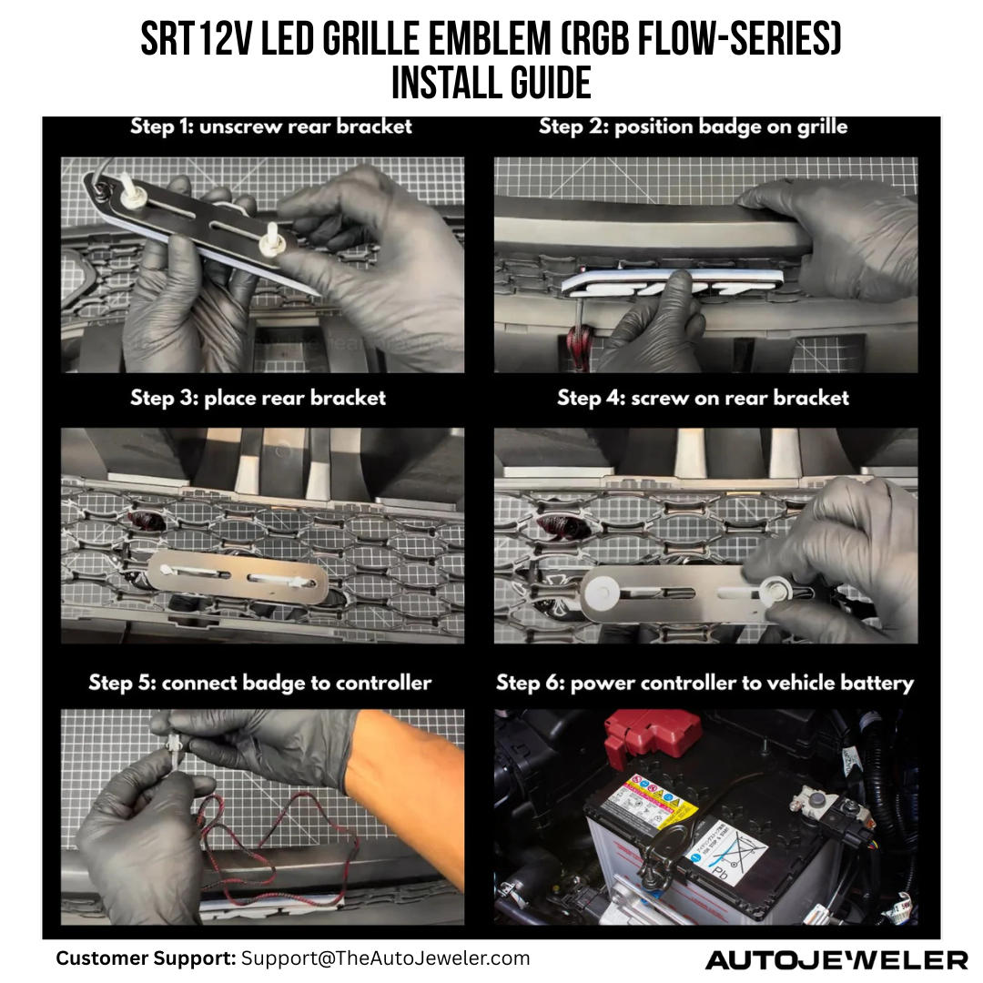 AutoJeweler SRT 12V LED Grille Emblem (RGB Flow Series) Installation Guide