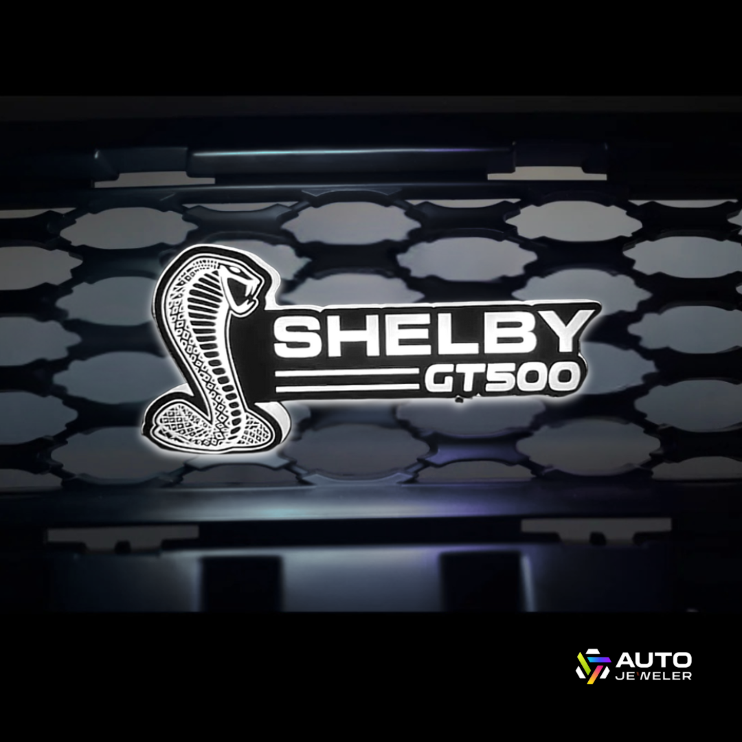 Mustang Shelby GT500 RGB Flow Series Grille Emblem illuminated in white