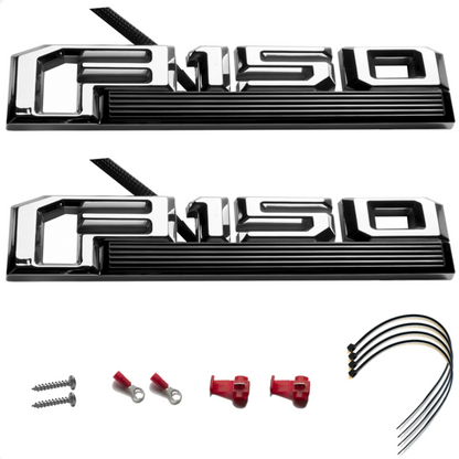 Ford F-150 LED Fender Emblems (2015–2020) – Black Housing, White Illumination | 2 Pc Kit