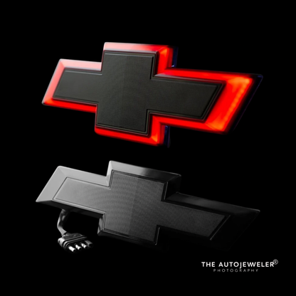2014–2019 Chevy Silverado RGB Grille Bowtie + LED Tailgate Bowtie Emblem Bundle (Black)