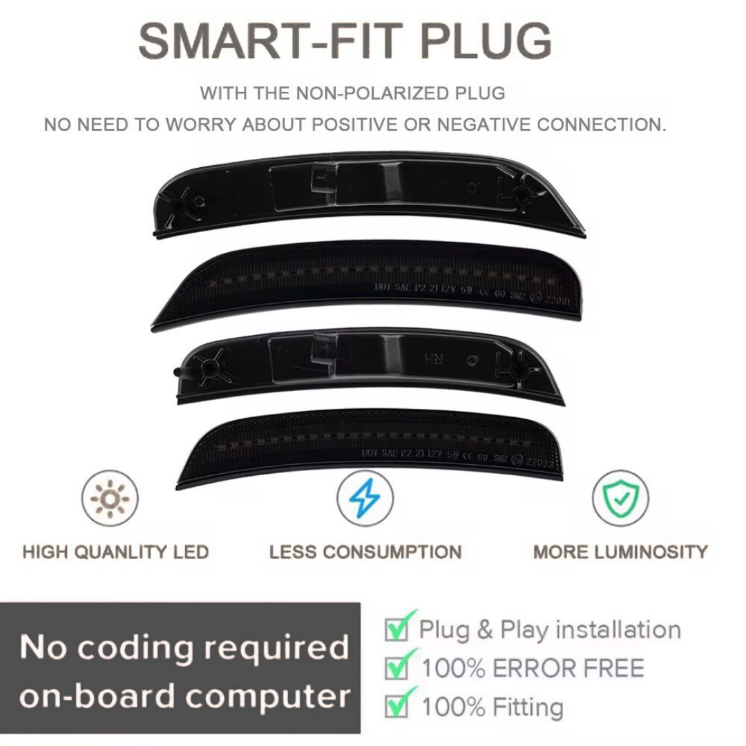 Smart-fit non-polarized plug for side marker lights with plug-and-play installation and no coding required