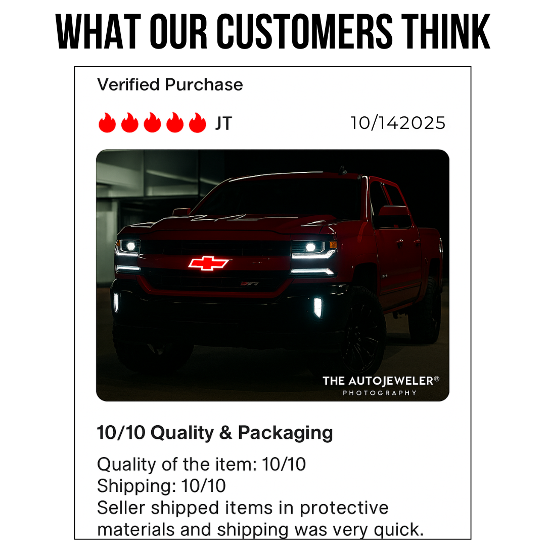 2016–2018 Chevy Silverado 1500 LED Lighted Bowtie Grille Emblem — Red/Black (Plug-and-Play)