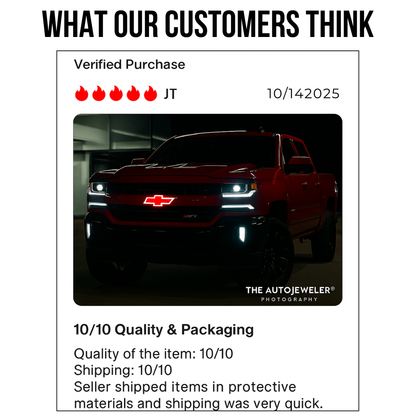 2016–2018 Chevy Silverado 1500 LED Lighted Bowtie Grille Emblem — Red/Black (Plug-and-Play)
