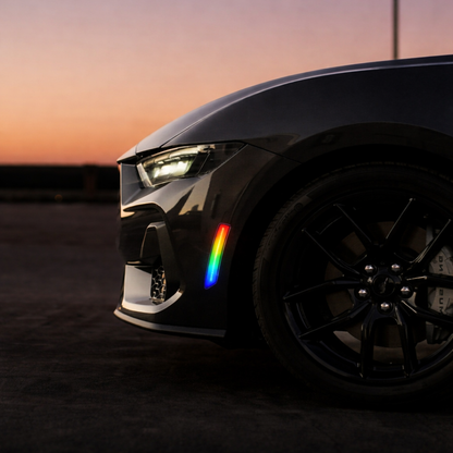 RGB LED Side Marker Lights for Ford Mustang (2015–2024+) – Plug & Play, Smoked Lens | Remote Controlled | 16 Colors