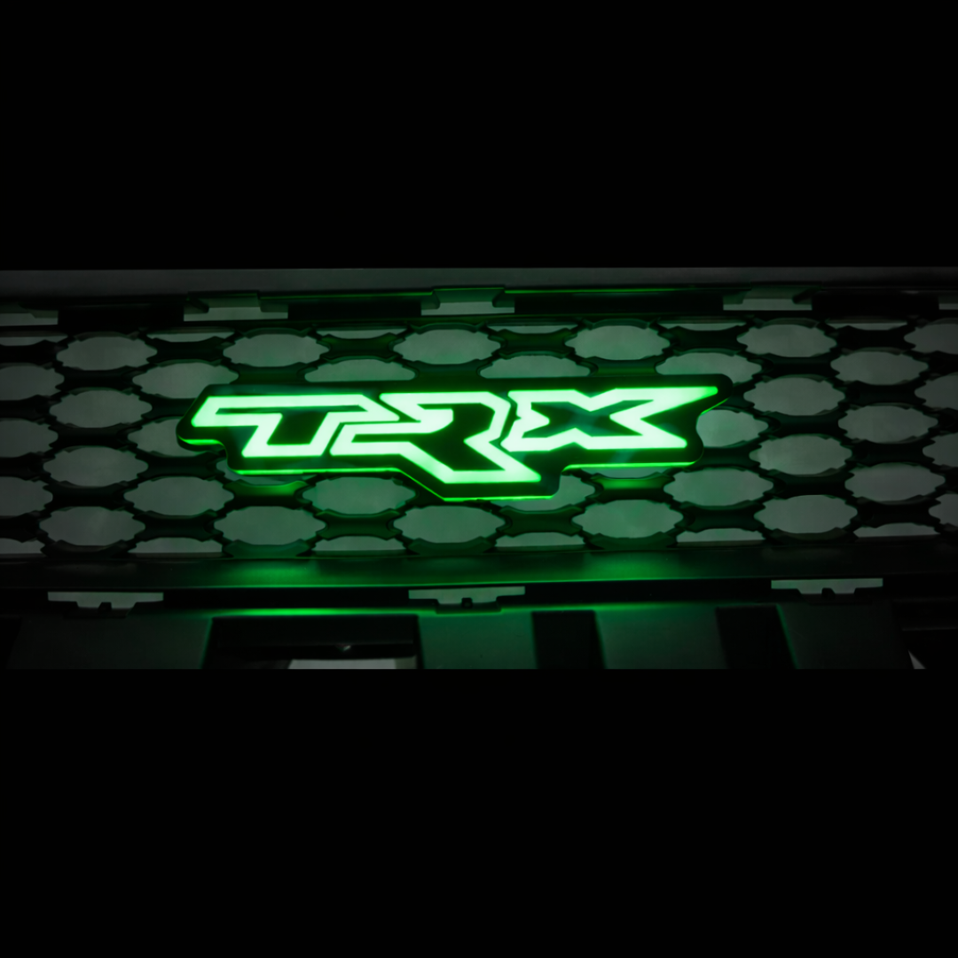 TRX LED grille badge illuminated in green with high brightness LED output