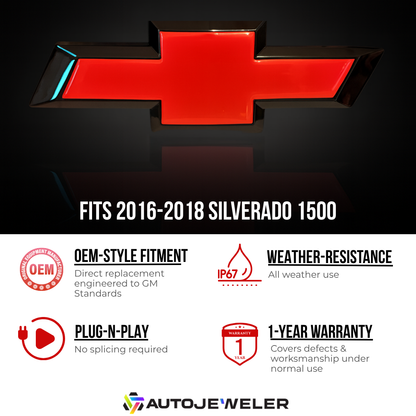 Fits 2016–2018 Silverado 1500 — OEM-style fitment, IP67, plug-and-play, 1-year warranty