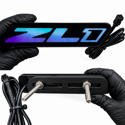 Camaro ZL1 Gen 2 LED emblem front and rear with wiring connector, mounting studs and bracket
