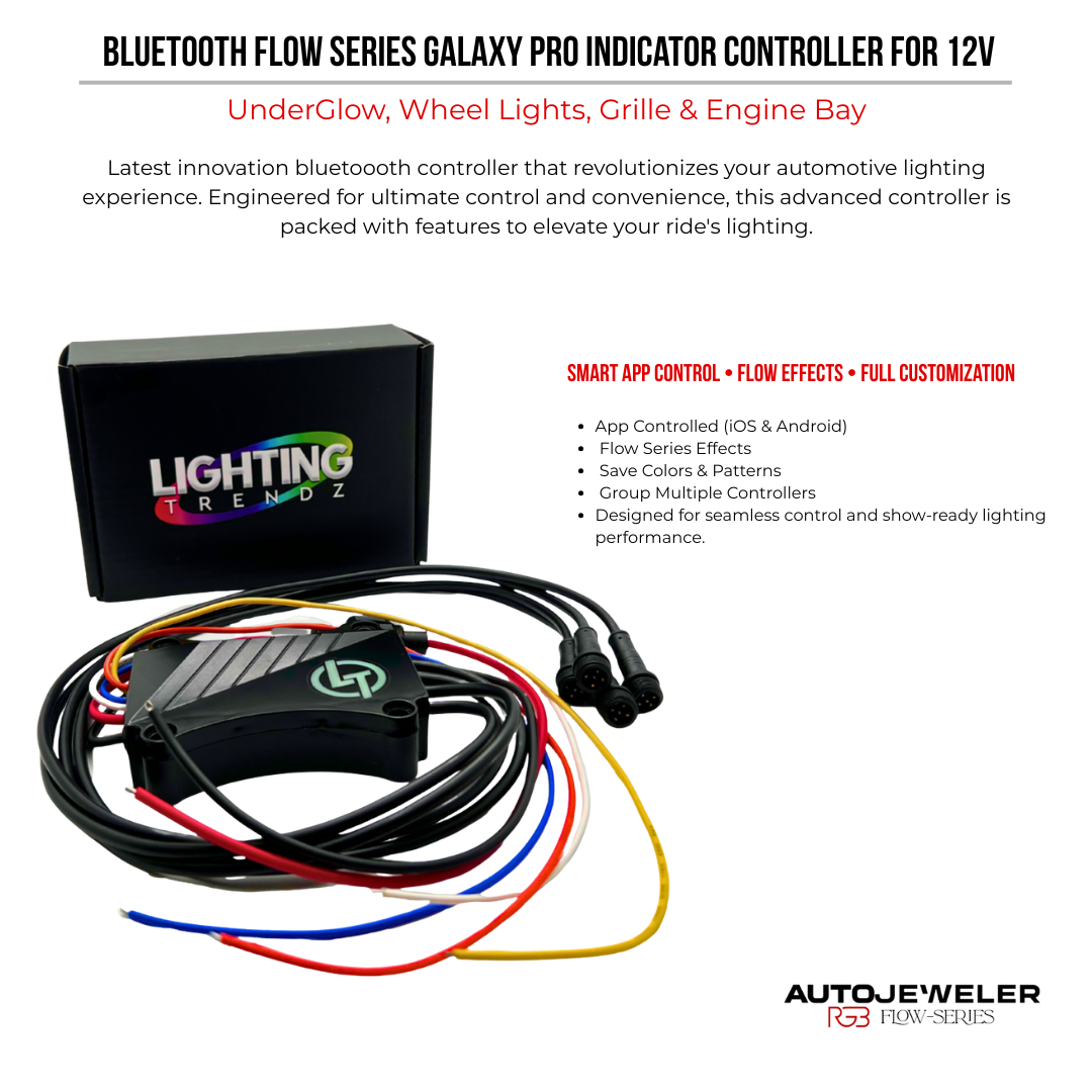 Flow Series Galaxy Pro Bluetooth controller for 12V LED engine bay, grille, and underglow lighting