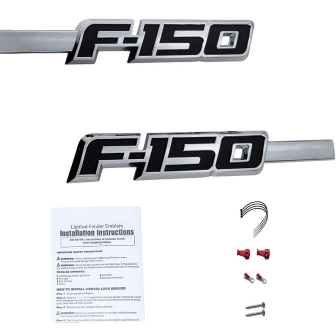 Ford F - 150 LED Fender Emblems (2009–2014) – Chrome Finish, White Illumination | 2 Pc KitLED Fender Emblems