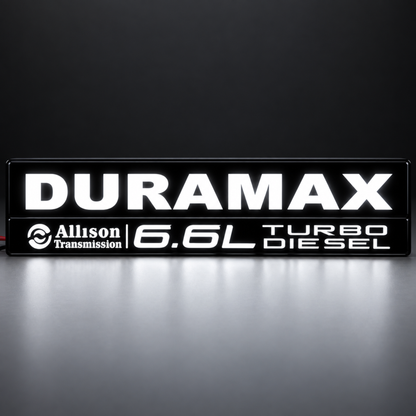 Pair of GMC Sierra HD Duramax 6.6L LED fender badges with black housings