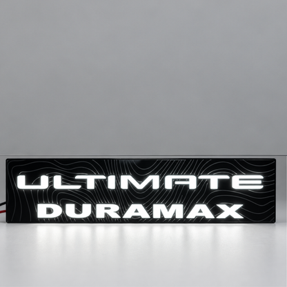 Ultimate Duramax LED fender badge with white illumination for GMC Sierra HD
