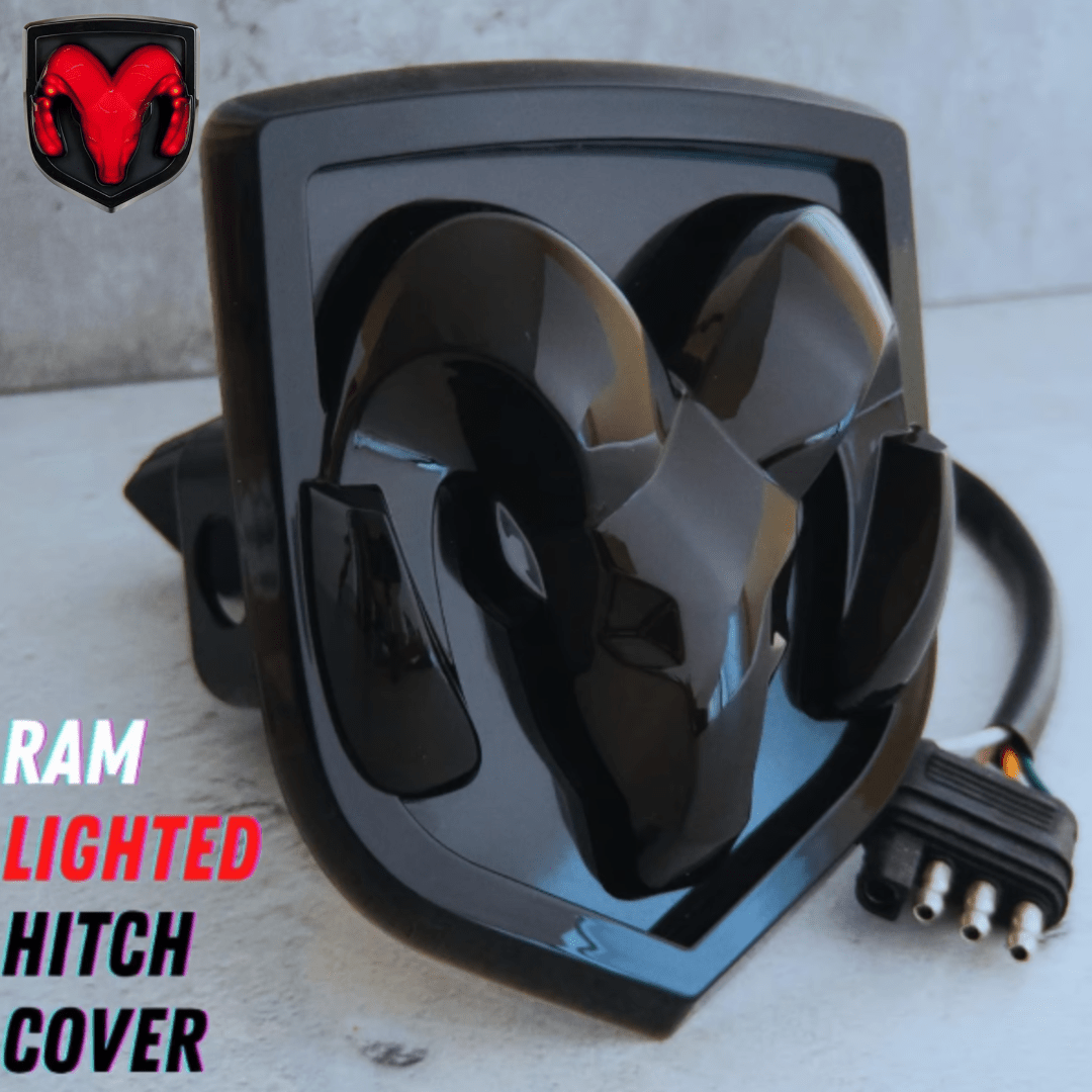 LED Lighted Dodge Ram Hitch Cover – Black | MOPAR Official Licensed LED Receiver CoverLED Lighted Hitch Cover