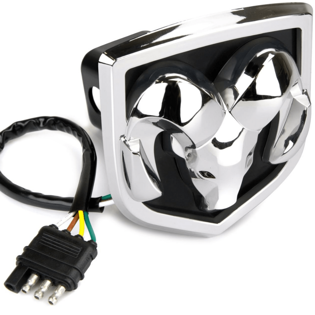 LED Lighted Dodge Ram Hitch Cover – Chrome | MOPAR Official Licensed LED Receiver CoverLED Lighted Hitch Cover