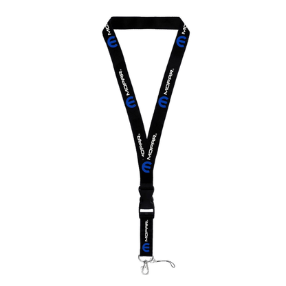 Official Mopar lanyard displayed on black background showing Mopar logo and detachable key clip